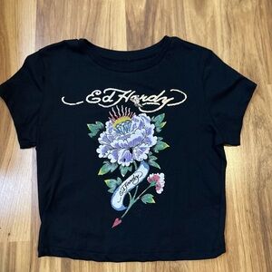 ed hardy cropped shirt, size small